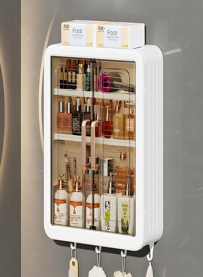MIORAH Wall-Mounted Bathroom Storage Cabinet White | Space Saving Bathroom Organizer Shelf | Compact Storage for Essentials | No Mirror | Modern Design - Image 1